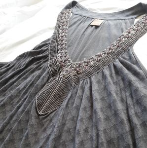 Grey Beaded Tank Top